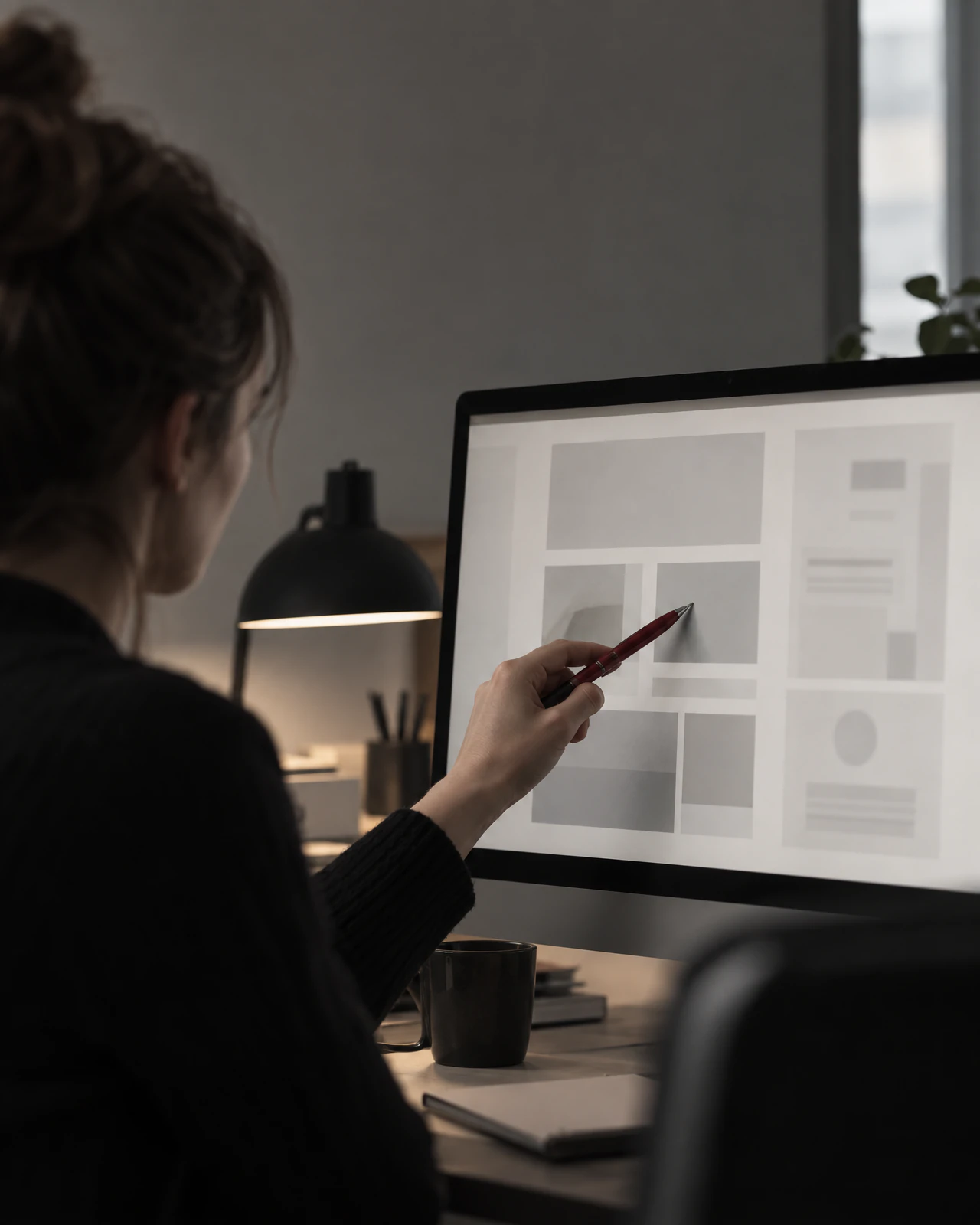 Website-Layout wird am Monitor Block für Block geprüft