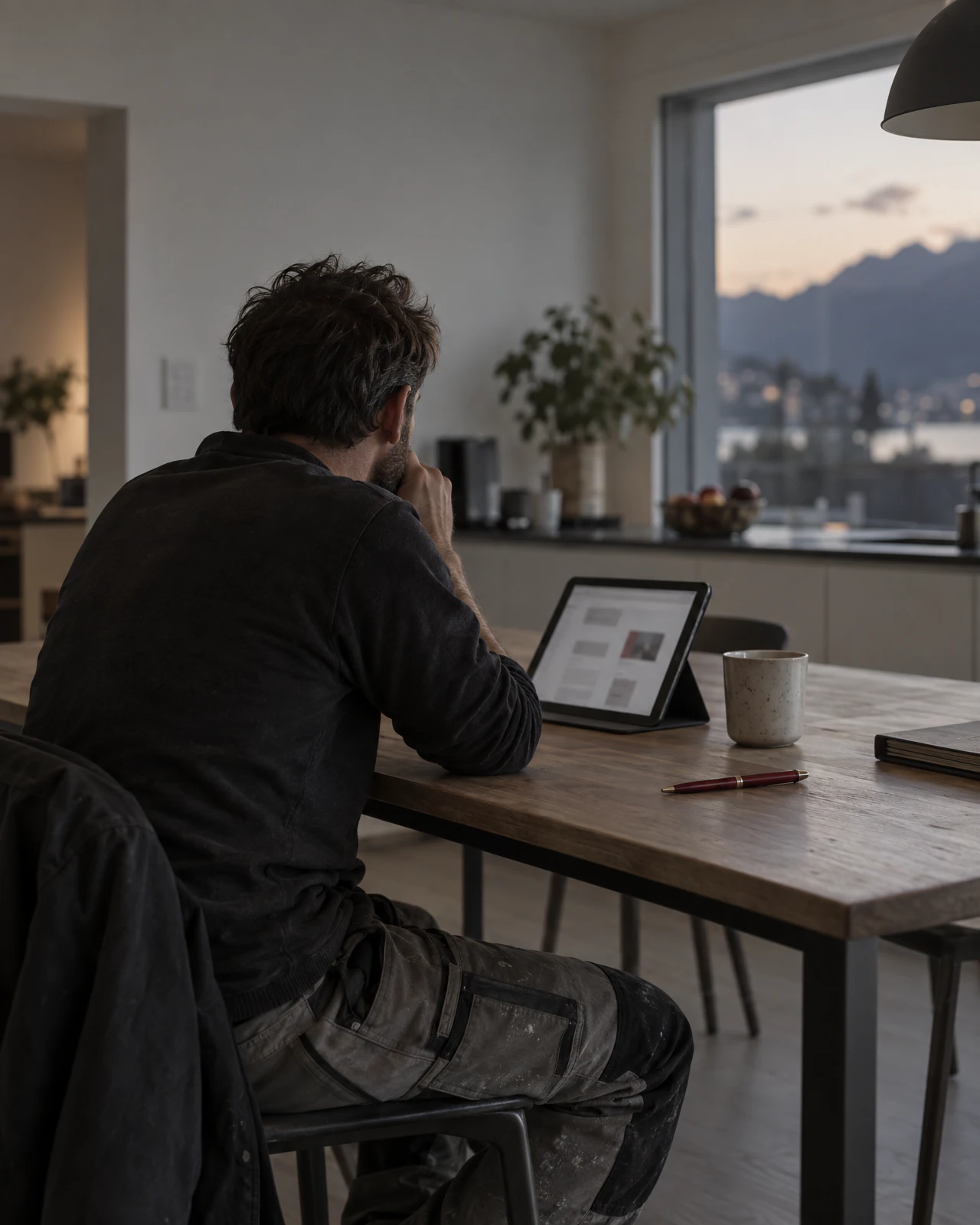 Feierabend am Küchentisch: die Offerte ist auf dem Tablet schon fertig