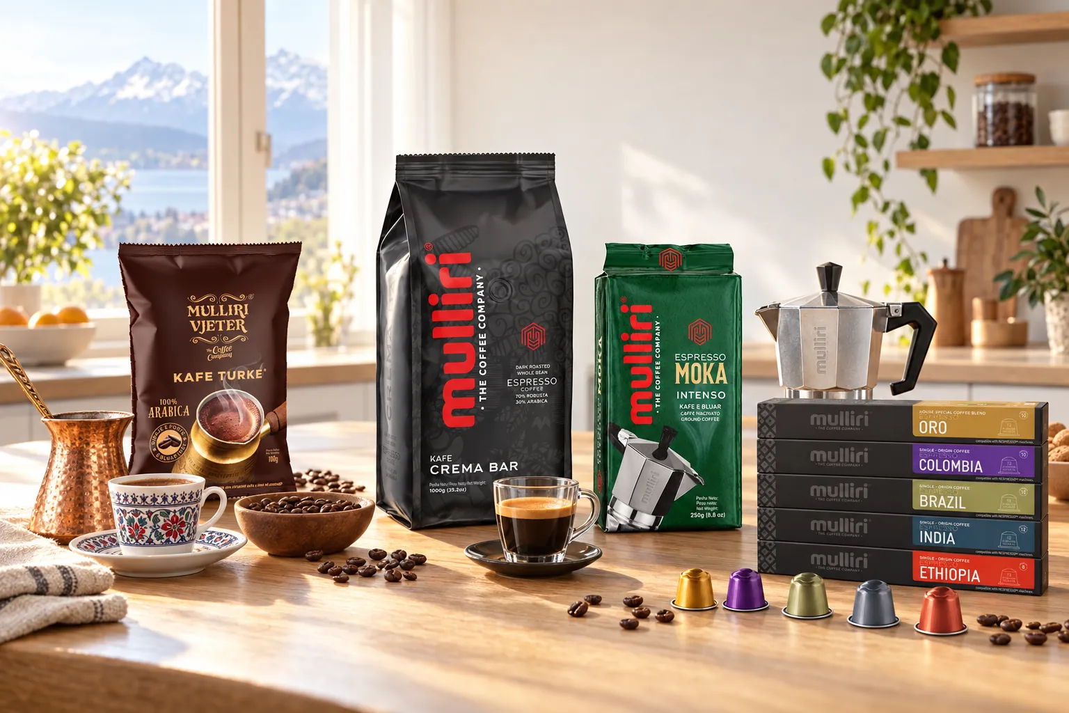 Banner for the «Albanian coffee» landing page with the whole range
