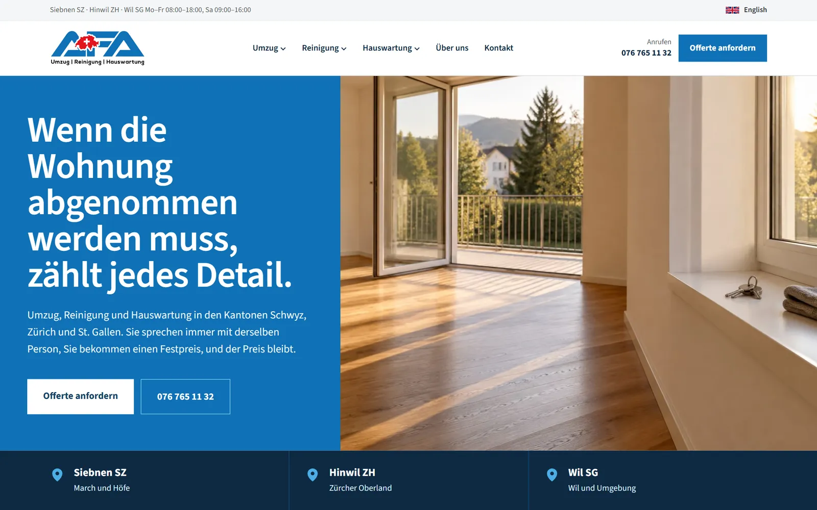 AFA Multiservice: Startseite der Website