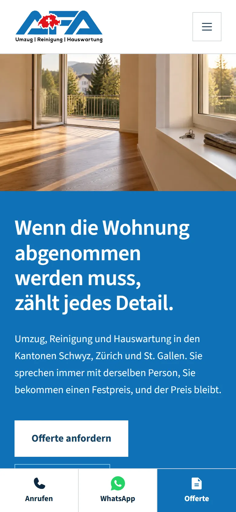 AFA Multiservice: Startseite auf dem Smartphone
