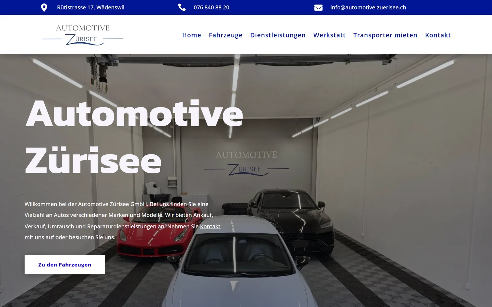 Automotive Zürisee: Startseite der Website