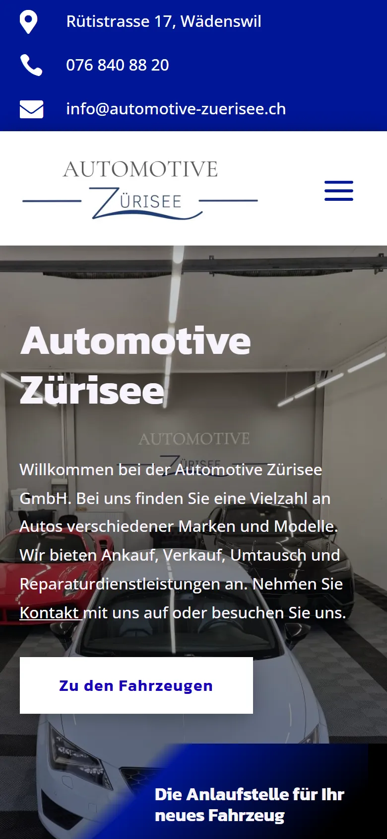 Automotive Zürisee: Startseite auf dem Smartphone