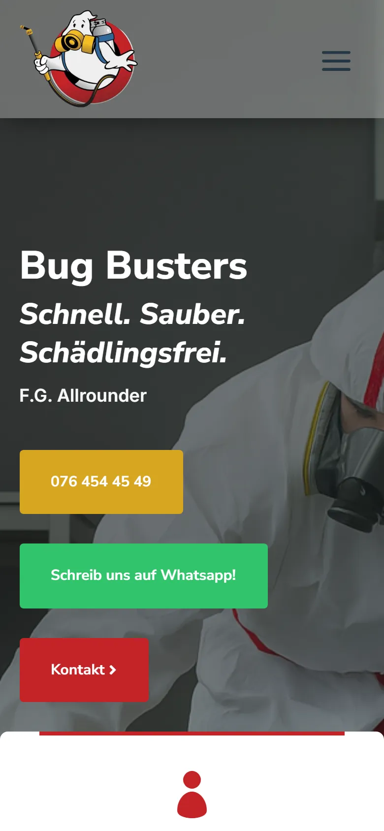 Bug Busters: Startseite auf dem Smartphone