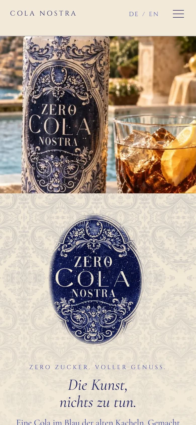 Cola Nostra: Startseite auf dem Smartphone