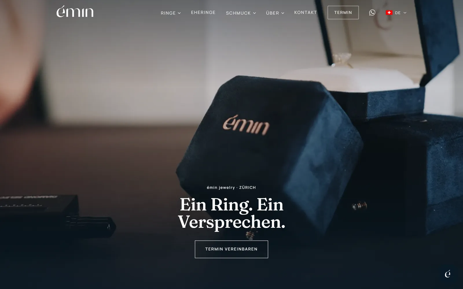 émin jewelry: Startseite der Website