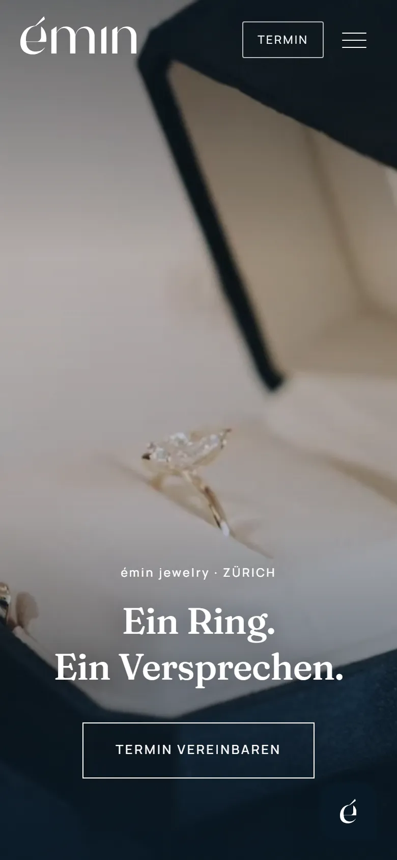 émin jewelry: Startseite auf dem Smartphone