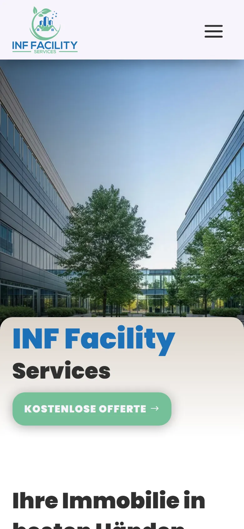 INF Facility: Startseite auf dem Smartphone