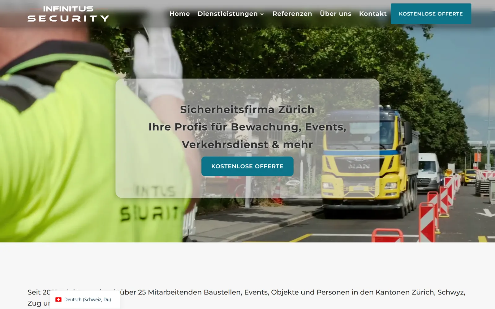 Infinitus Security: Startseite der Website