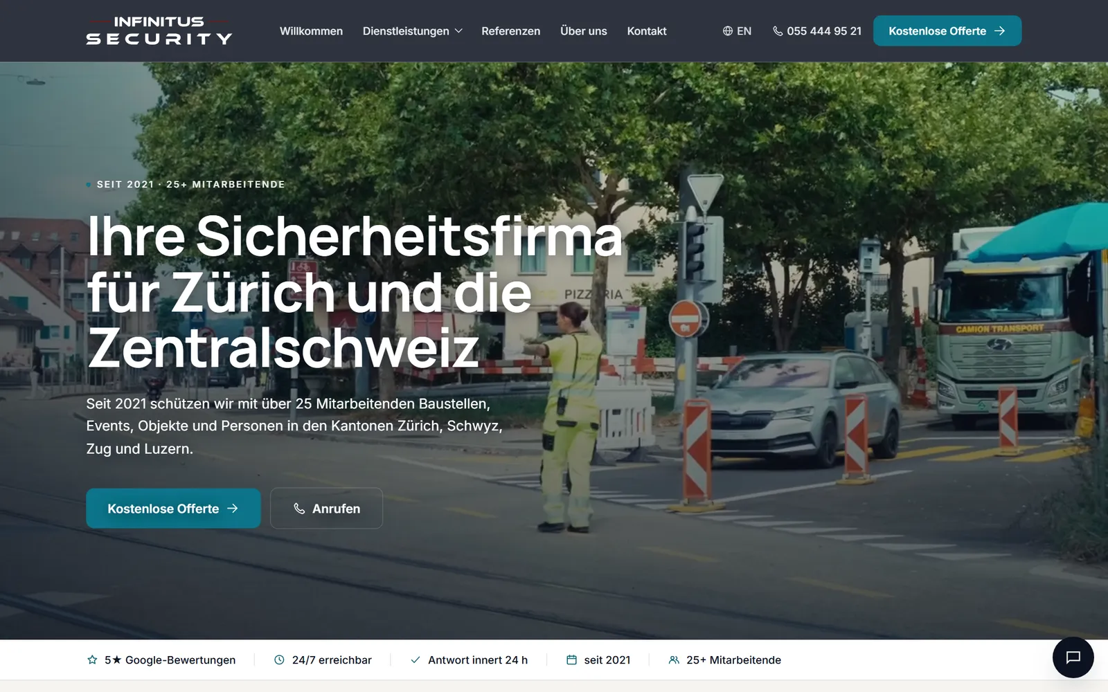Infinitus Security: Startseite der Website