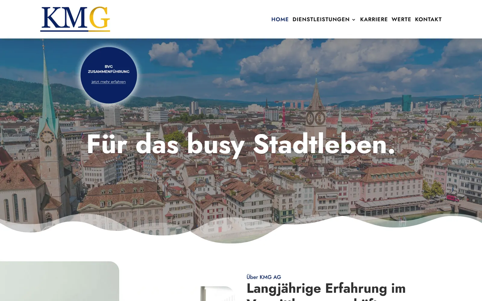 KM-G: Startseite der Website