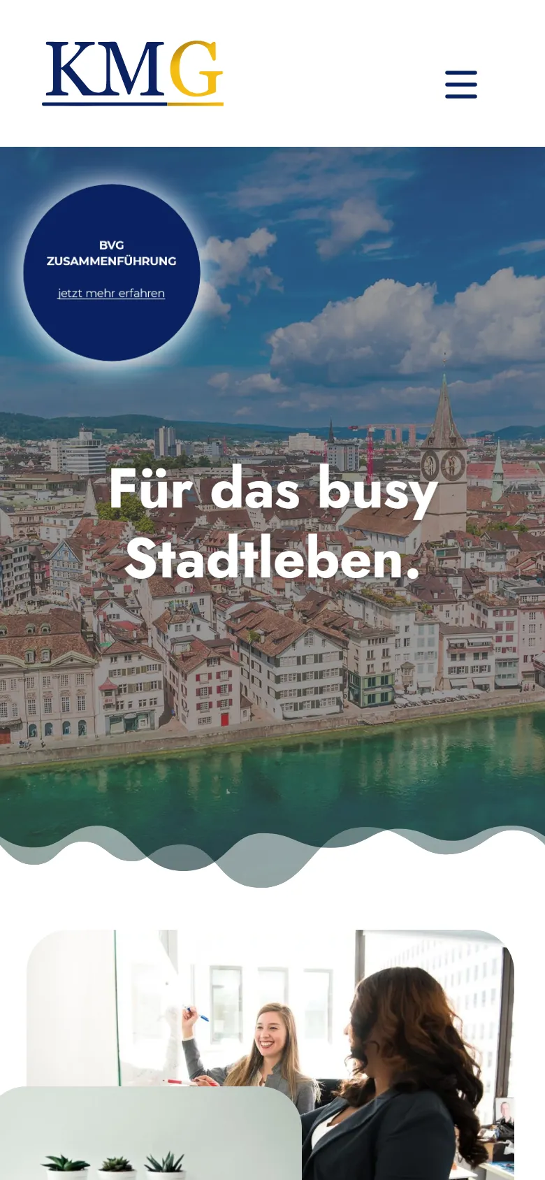 KM-G: Startseite auf dem Smartphone