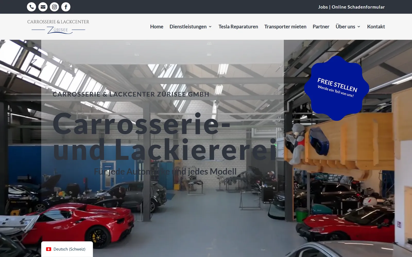 Carrosserie & Lackcenter Zürisee: Startseite der Website