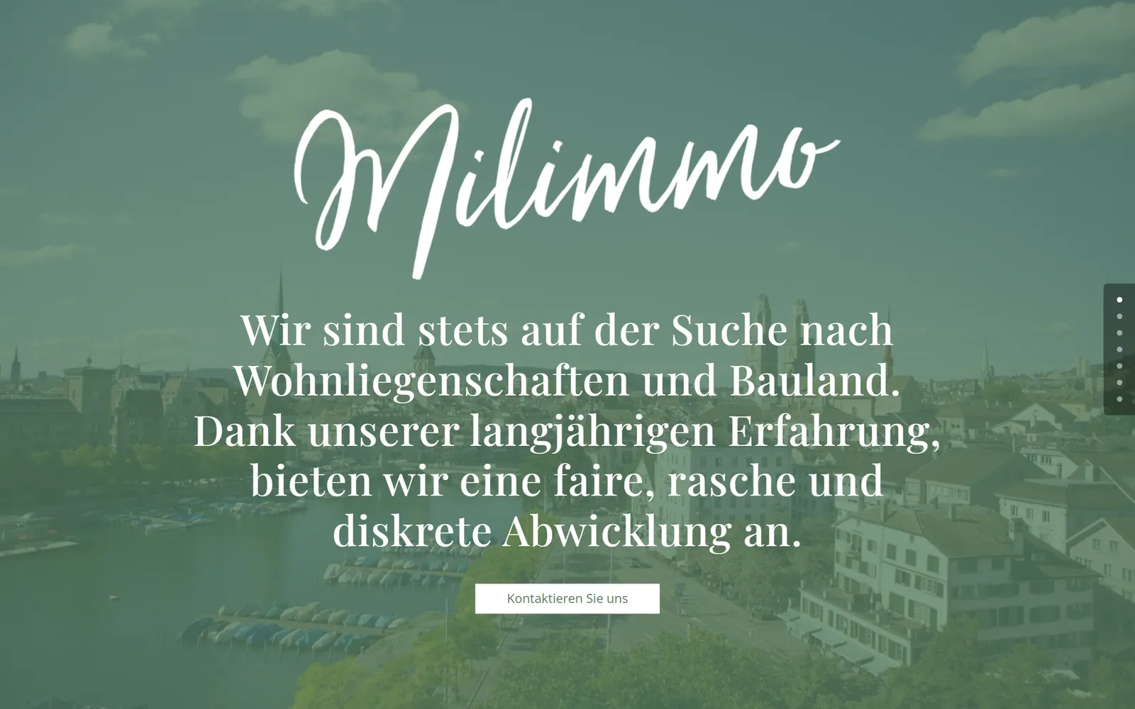 Milimmo: Startseite auf dem Desktop