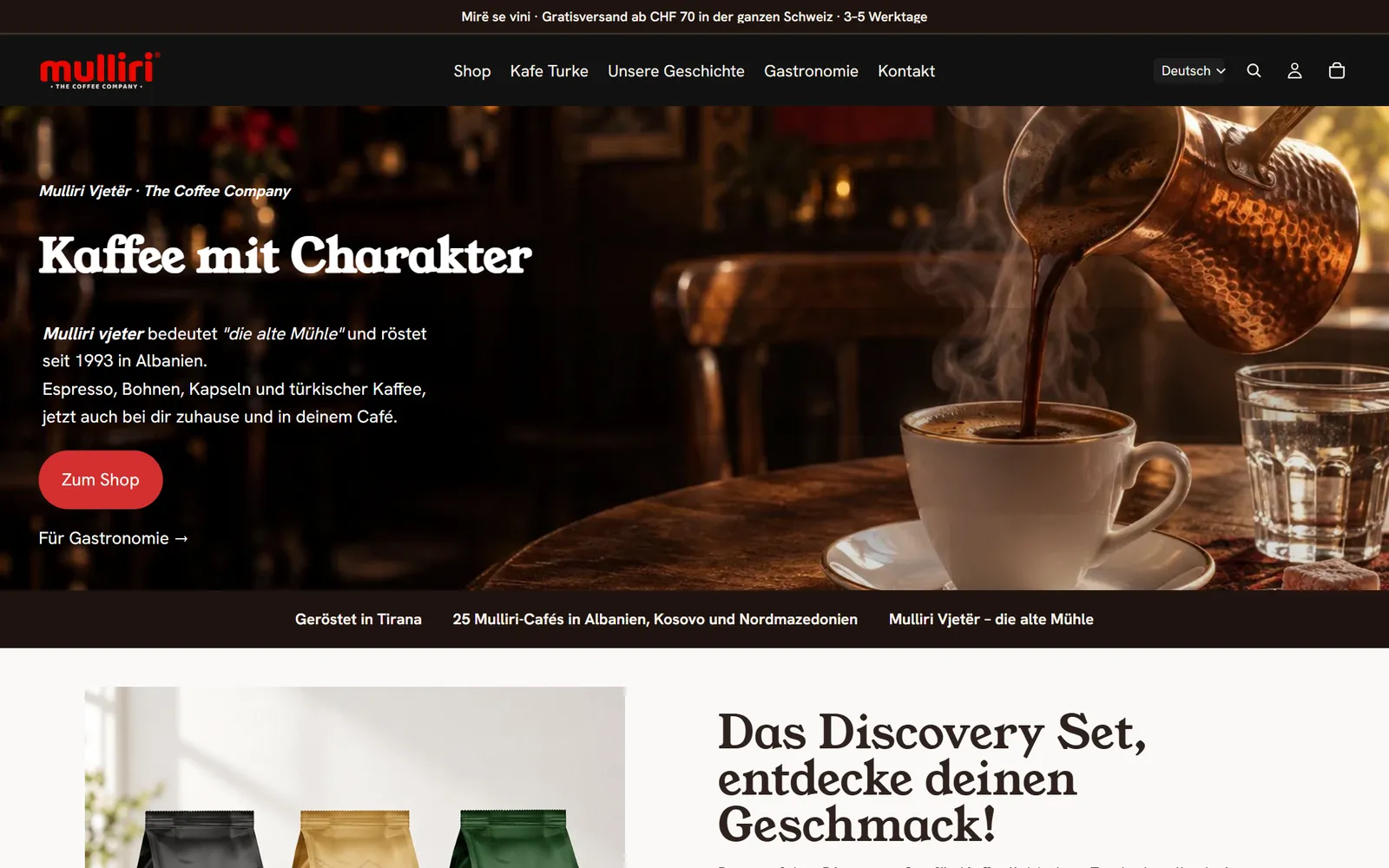 Mulliri Schweiz: Startseite der Website