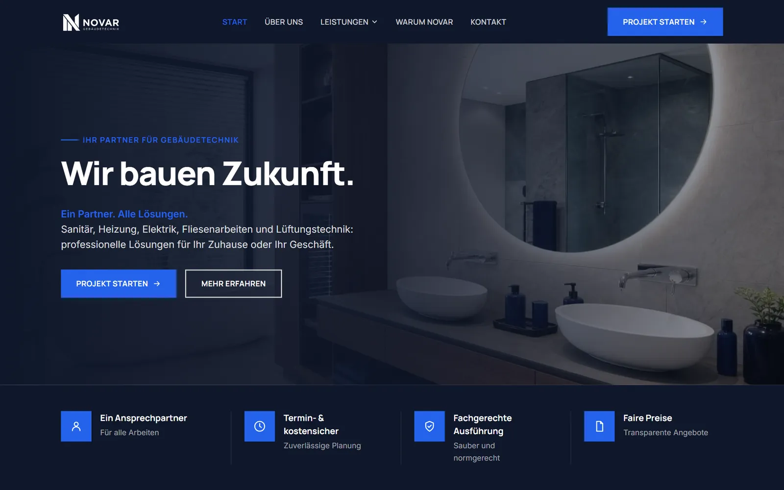 Novar Gebäudetechnik: Startseite der Website
