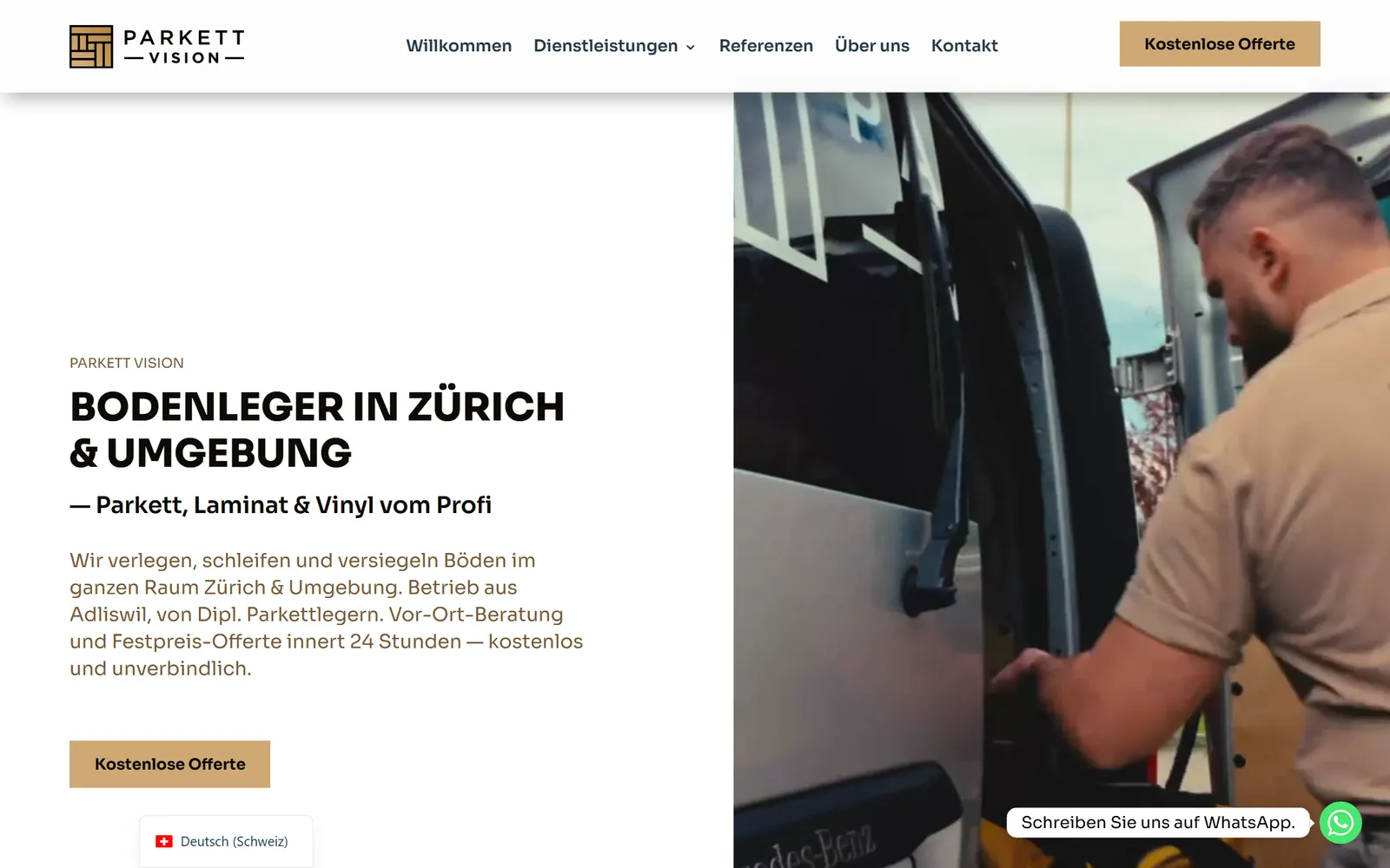 Parkett Vision: Startseite der Website