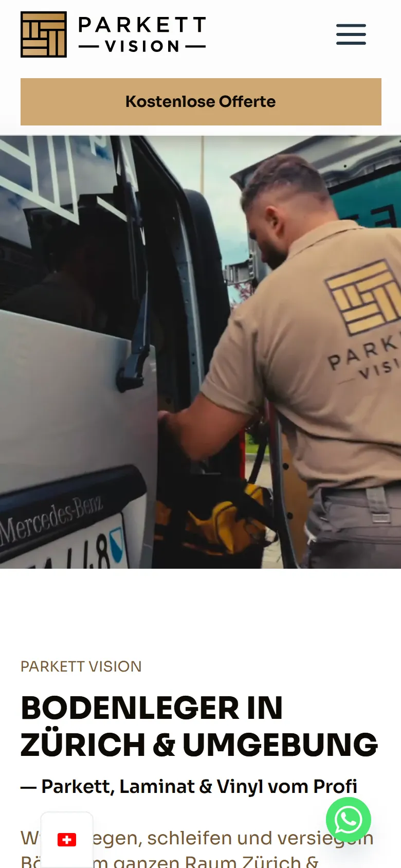Parkett Vision: Startseite auf dem Smartphone