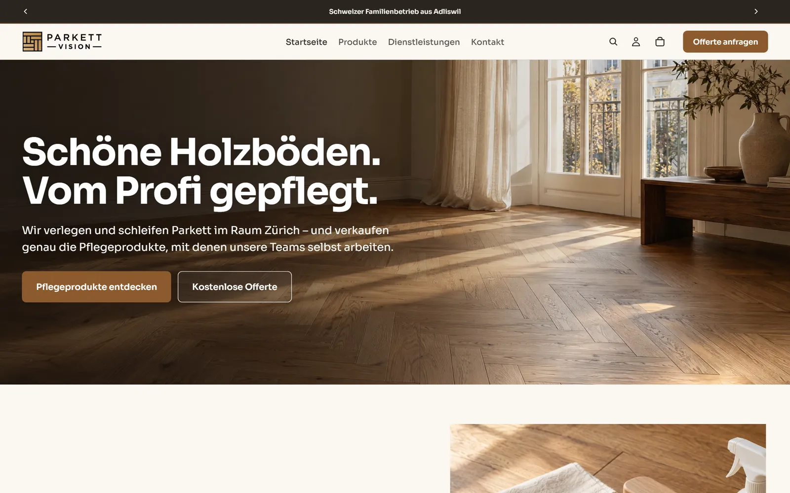 Parkett Vision Shop: website home page
