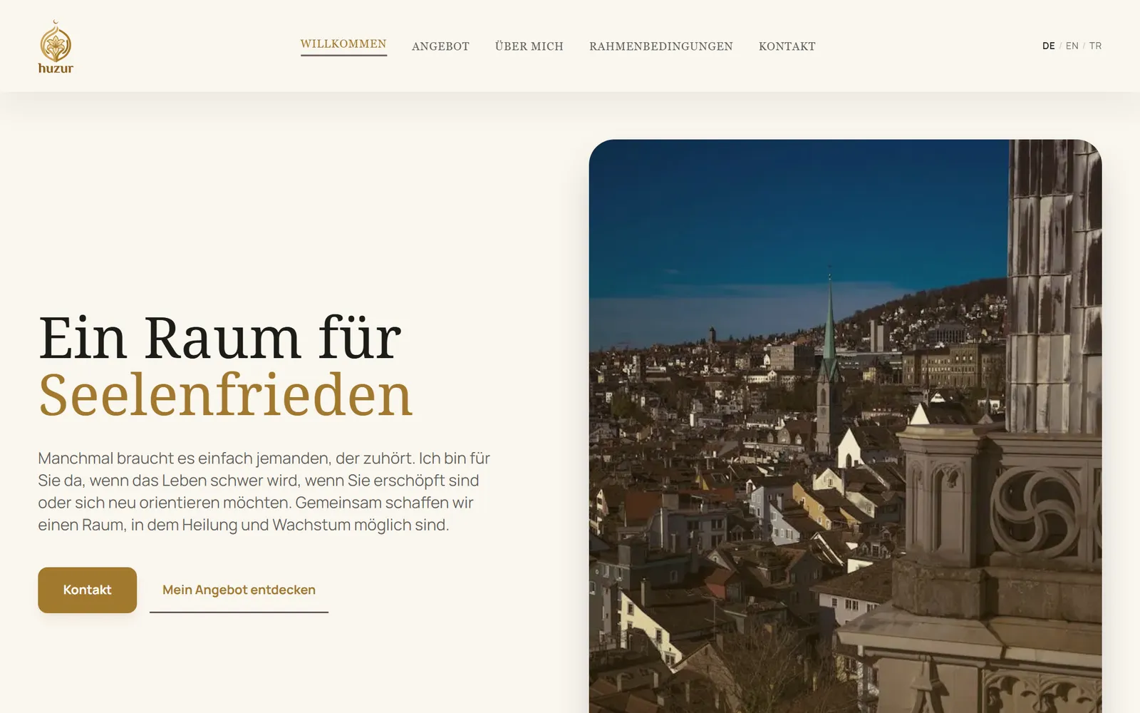 Praxis Huzur: Startseite der Website