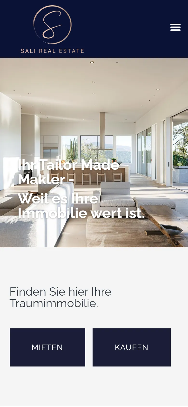 Sali Real Estate: Startseite auf dem Smartphone