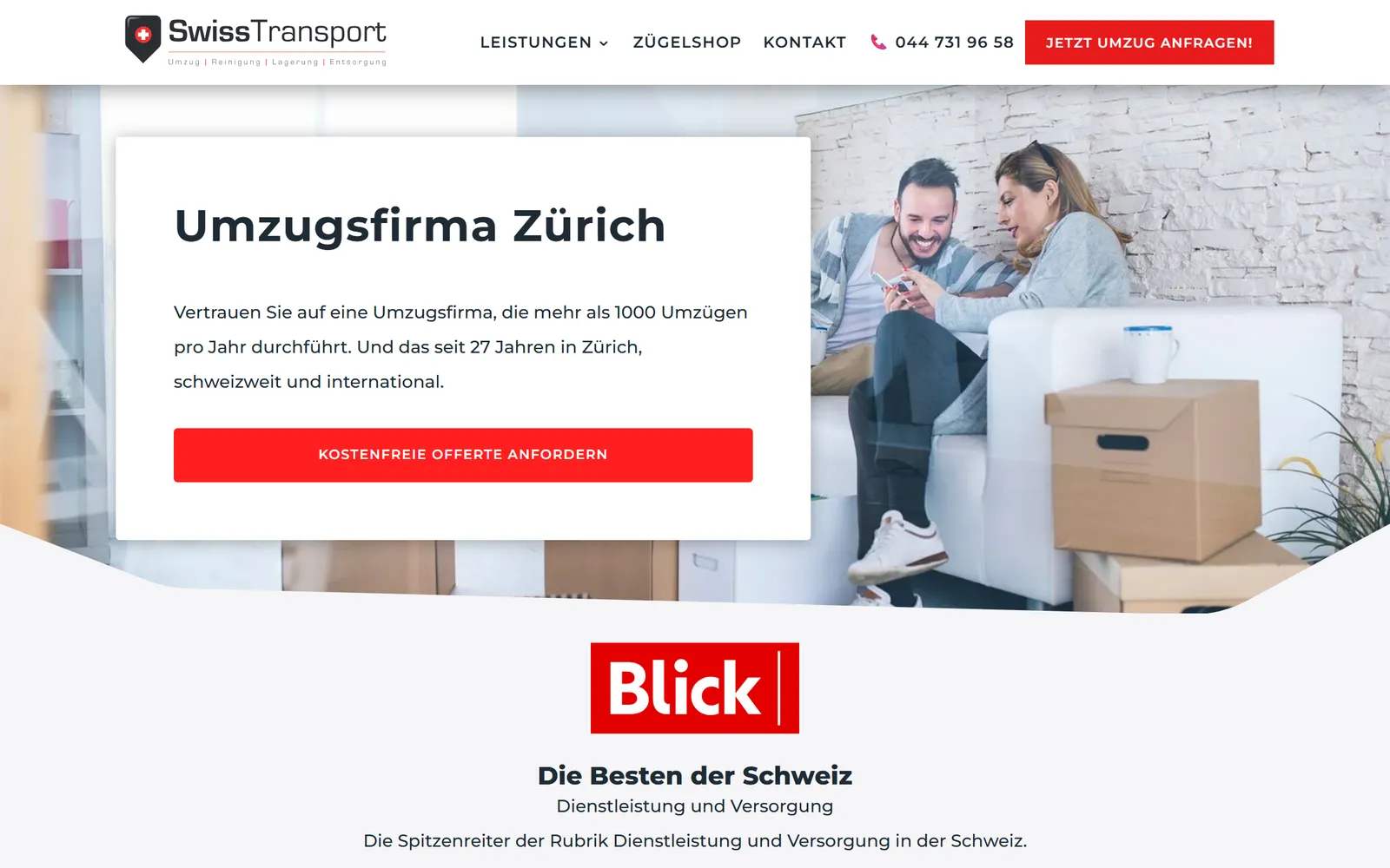 Swiss Transport: Startseite der Website