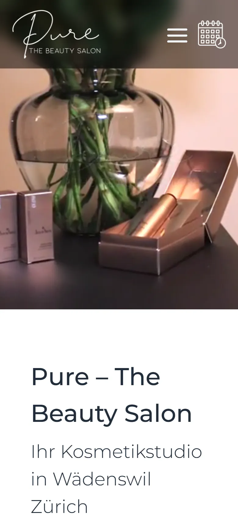 Pure - The Beauty Salon: Startseite auf dem Smartphone
