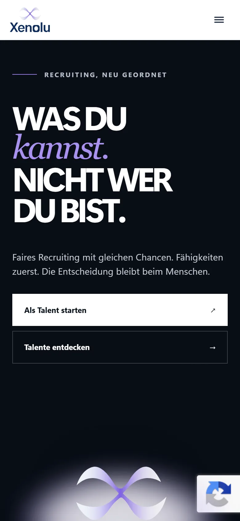 Xenolu: Startseite auf dem Smartphone